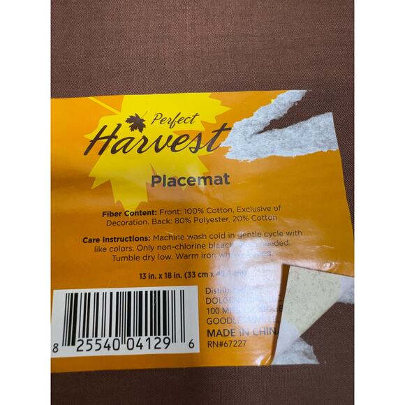 Fall Harvest Placemats Set Of 4 Cotton 13X18 Thanksgiving Decor Flaws See Photo - Picture 6 of 7